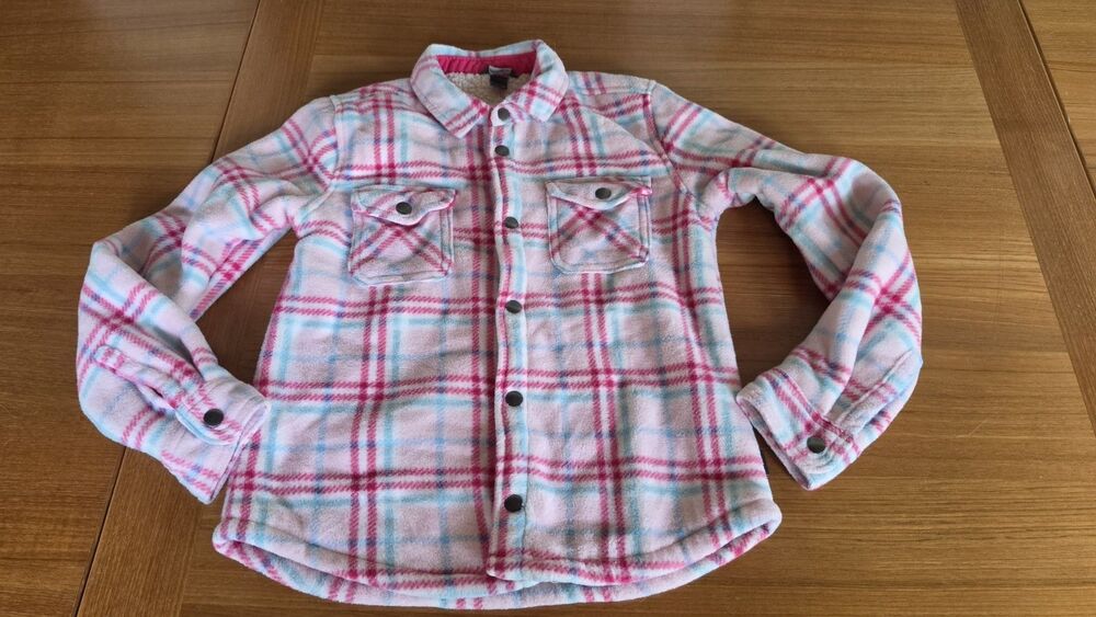 Eddie Bauer Girl's Button Down Pink Plaid Jacket Size L (14)